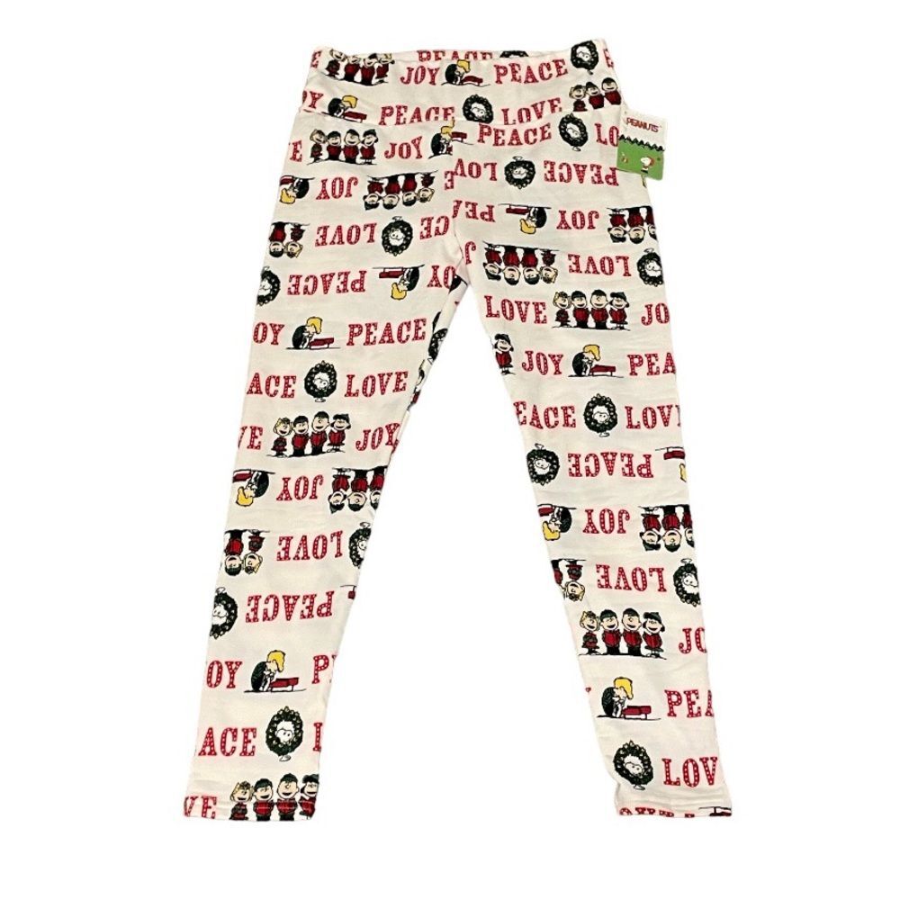 Peanuts fleece fitted Christmas leggings size Large/XL New
Peace love joy